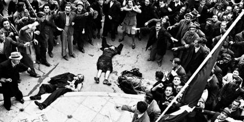 A day that changed history: the bodies of unarmed protestors shot by the police and the British army in Athens on 3 December 1944. Photograph: Dmitri Kessel/Time & Life Pictures/Getty Images 