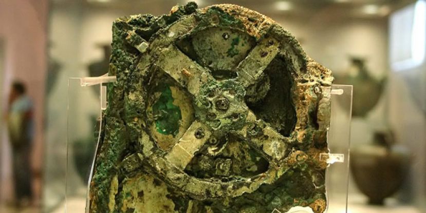 The Antikythera Mechanism is a fragmentarily preserved Hellenistic astronomical machine with bronze gearwheels, made about the second century B.C.